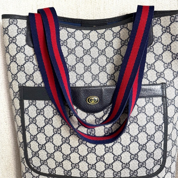 Authentic Gucci tote monogram coated canvas navy grey - Picture 4 of 15